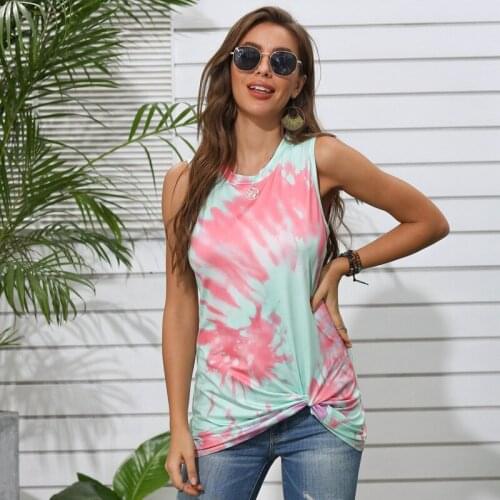 Fashion Summer Women Tanks Tops Gradient Color O-Neck Sleeveless Causal Loose Streetwear Harajuku T-Shirt Tees Camisole