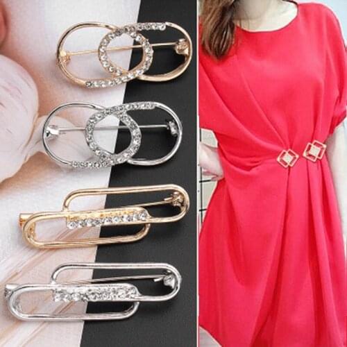 Women Skirt Waist Buckle Fixed Clothes Decoration Waist Circumference Adjustable Clip Button Brooch Buckle Ring Accessories