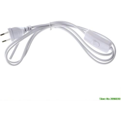 1.8m EU Plug Cable White Line with On/Off Switch Button Power Cord For LED Lamp