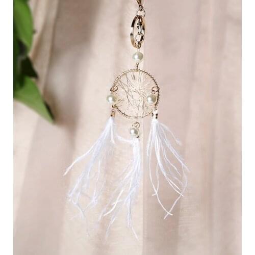 1PC 4 Colors Car Keyring Handmade Dream Catcher Home Decor Keychain Feather Jewelry Keyholder Dreamcatcher Pendant Wall Hanging