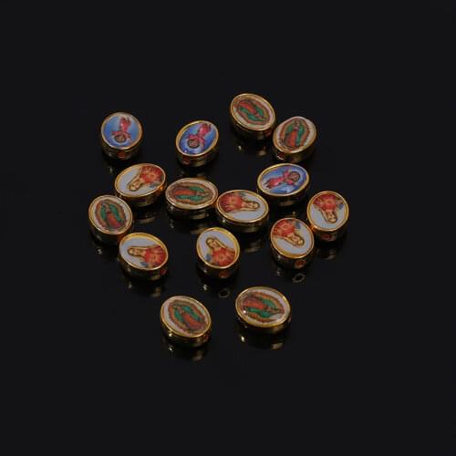 Beads Guadalupe Pendant Hole Bead Mary Medal Handmade Catholic Saint Benedict Cross Alloy Craft Jewelry