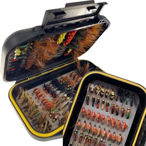 148Pcs/Set Wet Dry Flies Nymph Scud Midge Flies Kit Assortment with Waterproof Box Tackle Trout Fishing Fly Lures Tying Hook