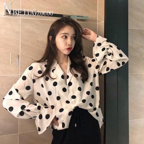 2020 Korean Fashion Polka Dot Women Blouse Plus Size Female Blouses