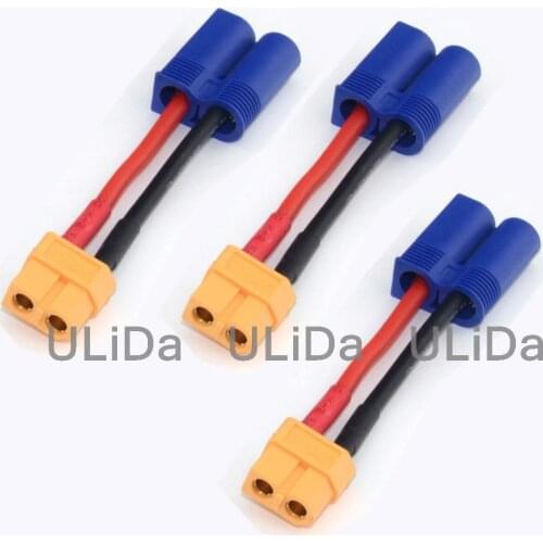 3pcs XT60 Female to Male EC5 Style w 14AWG Silicone Wire Connector / Adapter Cable Converter for RC Charger Quadcopter
