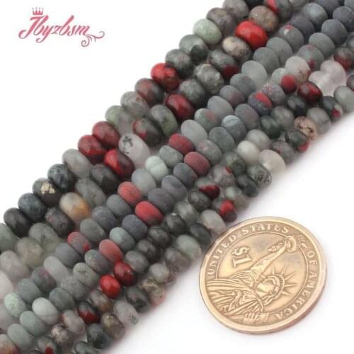 3x6/4x8mm Bloodstone Rondelle Frost Smooth Loose Natural Stone Beads For Jewelry Making DIY Necklace Strand 15"