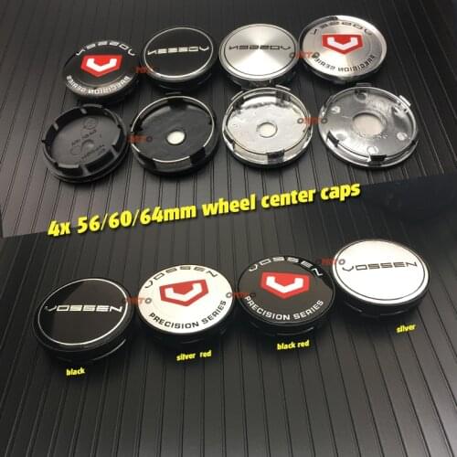 64mm 56mm 60mm 4pcs ABS Vossen Car Badge Emblem Stickers Car Wheel Center Cover Hub Caps Rim for Vossen Auto Accessories Decals