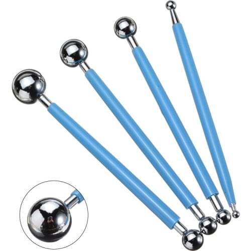 4pcs Ball Modelling Tool Set DIY Stainless Steel Polymer Clay Fondant Cake Decorating Nail Dotting Decoration Tool 12-13.5cm