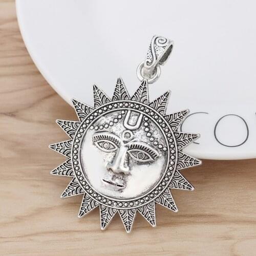 5 Pieces Large Sun Charms Pendants for Necklace Jewellery Making Findings 73x54mm
