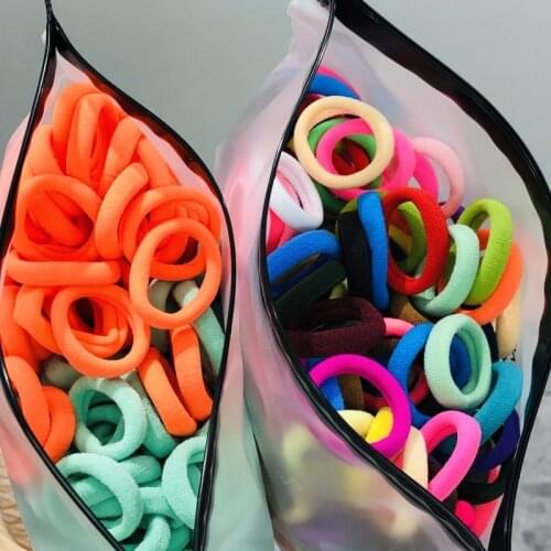 50Pcs Girls Colorful Nylon Elastic Hair Bands Children Ponytail Holder Scrunchie Headband Kids Women Hair Accessories