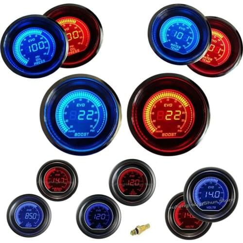 52mm Car Gauge Turbo Boost Water Temperature Oil Pressure Air Fuel level Ratio Volt Tachometer Exhaust Gas Temp Meter 12V Gauges
