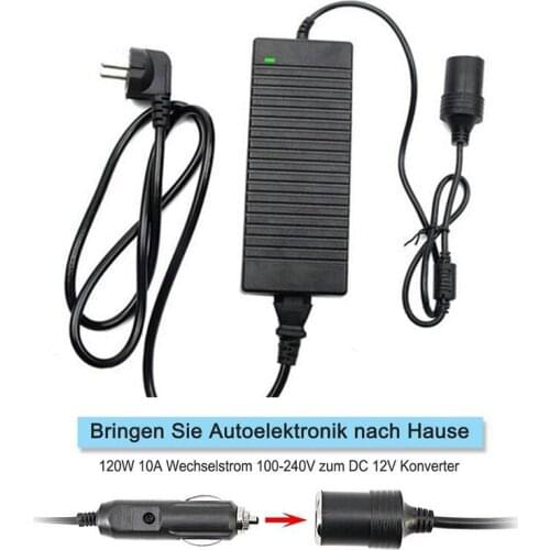 Power Voltage Adapter Extra Thick Material EU 120W 12V 10A Safe Use AC to DC Transformer 1 PC Cigarette Lighter Connector DIY