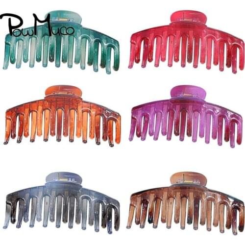 Powmuco 24 Colors Acrylic Hair Claw Clips Fashion Tortoiseshell Leopard Pattern Hairpin Shower Plastic Barrettes Girls Accessory