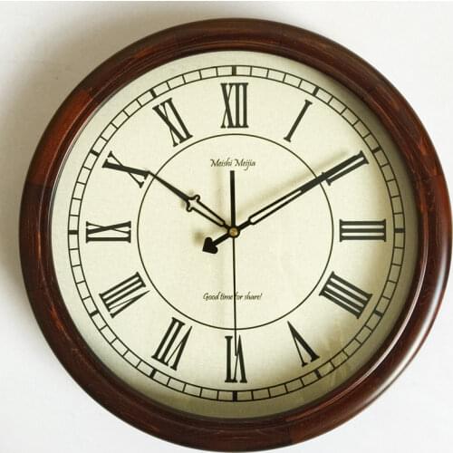 Large Luxury Wall Clock Retro Silent Solid Wood Clocks Wall Home Decor American Country Living Room Modern Horloge Gift FZ642