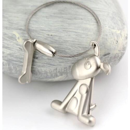 Dog keychain cute key ring for women puppy key chain key holder high quality wire rope keychain portachiavi llaveros bag charm