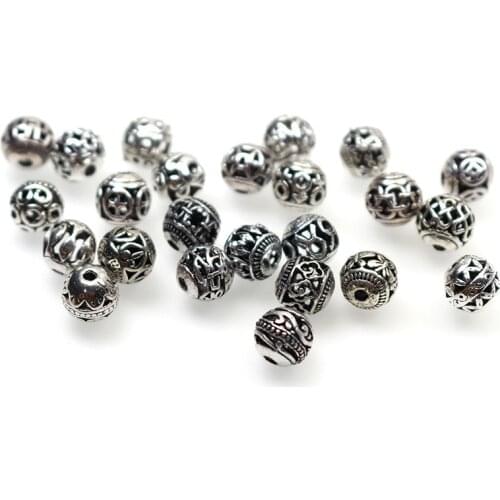 10pcs/lot 24 Designs Tibetan Silver Hollow Out Metal Beads 8mm Handmade Flower Butterfly Spacer Beads DIY European Jewelry Make