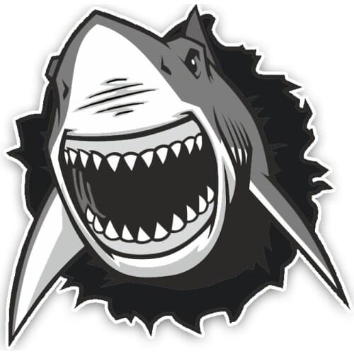 Dawasaru Great White Shark Cartoon Colored Car Sticker Personalized Decal Motorcycle Auto Accessories Decoration PVC,14cm*14cm