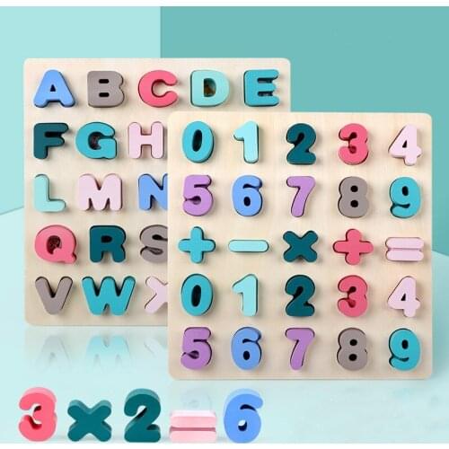 Wooden Alphabet Puzzles For Toddlers Montessori Toys Learning Letters Numbers Match Math Game Educational Toys For Preschoolers