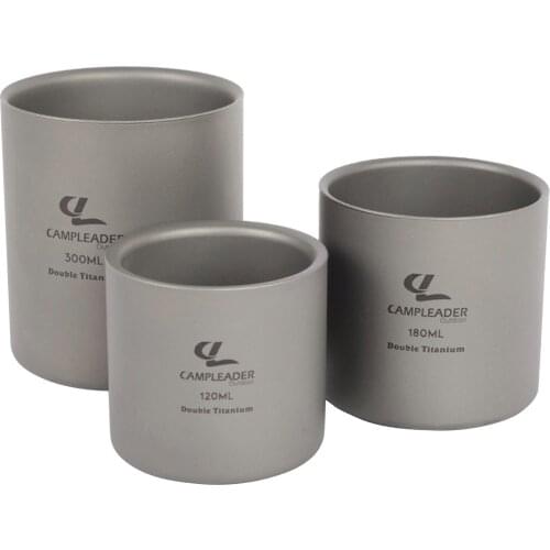 Double-wall Titanium Insulation Water Cup Coffee Tea Mug For Home Outdoor Camping Hiking Backpacking Picnic 120ml 180ml 300ml