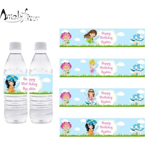 Woodland Fairies Theme Party Bottle Labels Decoration Fairy Girl Birthday Party Decorations Supplies Personalized Bottle Wrapper