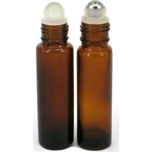 10ml Amber Roll On Roller Bottle for Essential Oils, Empty Refillable Perfume Bottle Deodorant Containers LX2874