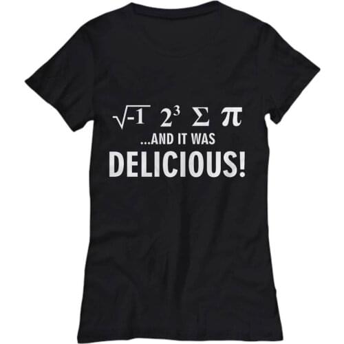 Mathematical element and letter and it was delicious printed T-shirt 100% cotton short sleeve top tees Math teachers day gift