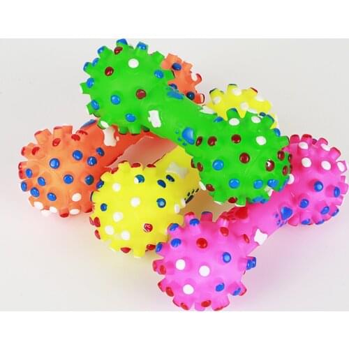 Pet Molar Bite Toys Pet Squeaky Toy For Small Dogs Rubber Dumbbell With Thorns Cleaning Teeth Toys For Dogs And Cats Pets Toys