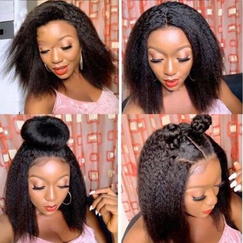 Short Blonde Bob Wigs Deep Part Synthetic Fiber Hair Lace Front Wigs Blonde Straight Glueless Daily Wigs for Women Pre Plucked