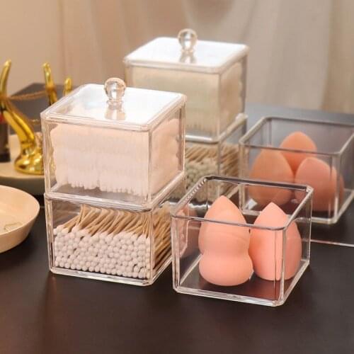 Makeup Cotton Pad Organizer Storage Box for Cotton Swabs Rod Cosmetics Storage Box Transparent Plastic Organizer