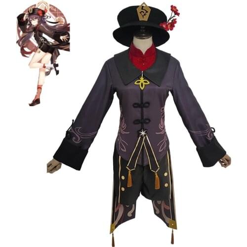 Game Genshin Impact Hu Tao Cosplay Costume Women Cute Suit Hat Tops Pants Halloween Carnival Outfits Custom Made