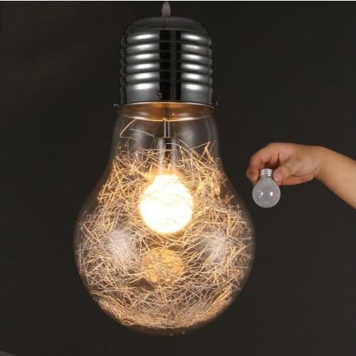 Creative personality pendant lights iron glass big bulb vintage lamp bar Russian warehouse 300mm * 450mm large pendant lamps