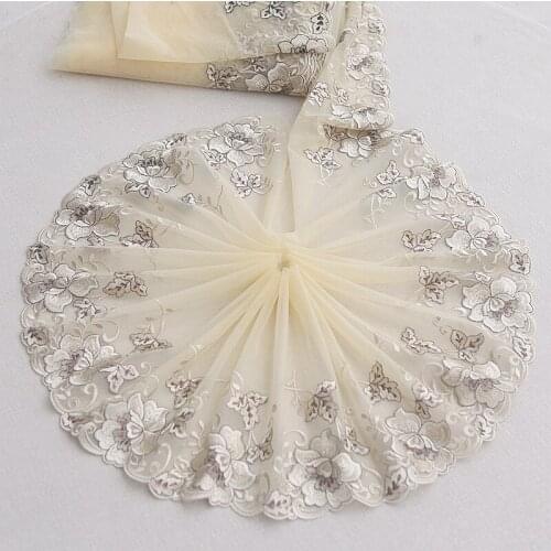 10meters Flower Golden Printed Embroidered Lace Trim 25cm Mesh Tulle Fabric For Bra Lingerie Underwear Handmade Dress