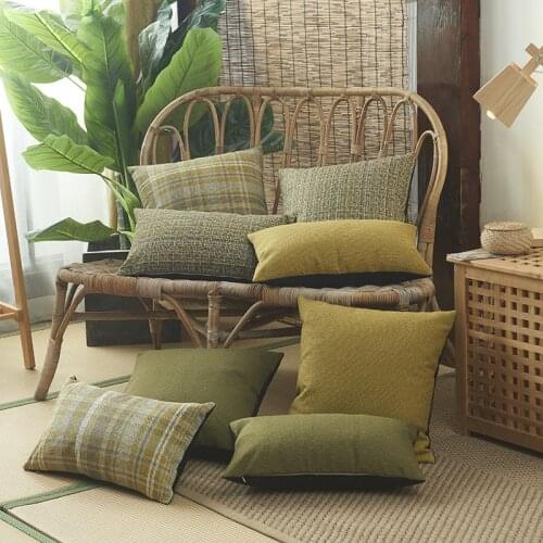 Linen Summer Cushion Cover Nordic Simplicity Pillow Case Plaid Flax Pillowcase Home Decor Sofa Bed Living Room Decoration