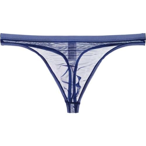 Mens Sexy Breathable Underwear T-Back G-String Briefs See Through Lingerie Mesh High Quality Quick Dry Mens G-String