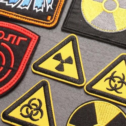 Nuclear Biochemical Warning sign Patches For Clothing Punk Clothes Stripes STALKER Badge Patch Embroidered Patches On Clothes