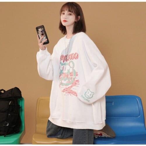 2021 Autumn New Thin Loose Loose Sweater Women Long-sleeved Clothes Hip-hop Lazy Wind Jacket