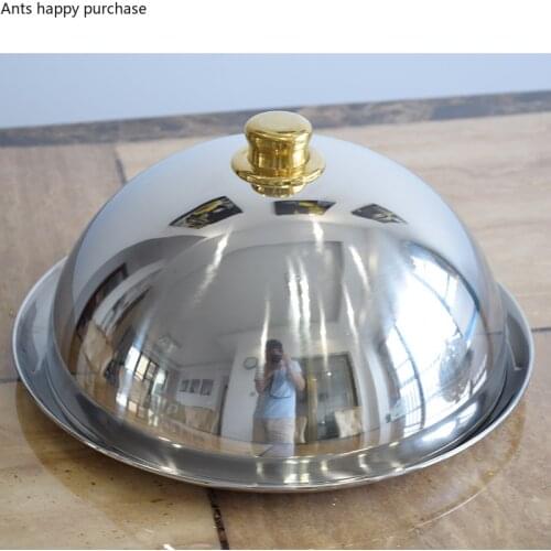 Thicken Round Stainless Steel Tray Cover Tea Cup Tray Restaurant Hotel Western Steak Flat Plate Food Delivery Dish Dinner Plates