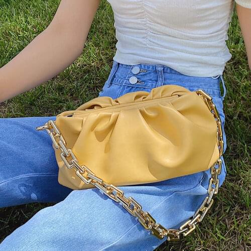 2021 Day Clutch Thick Gold Chains Dumpling Clip Purse Bag Women Cloud Underarm Shoulder Bag Bolsa mujer Pouch Totes Handbag Sacs