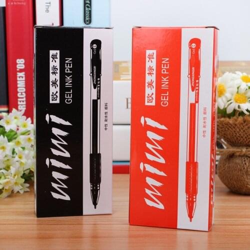 0.5mm Black Gel Pen Red Gel Pen Roller Ball Pen Writing Learning Stationery Office School Supplies 12Pcs/box