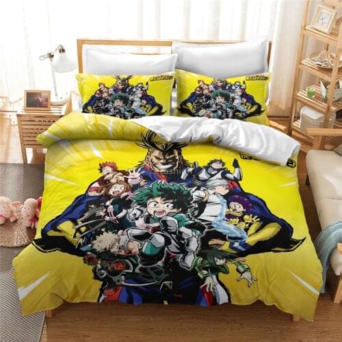 Anime My Hero Academia 3D Duvet Cover Pillowcase Set Twin Full Queen King Size Bedding Set Home Textile for Young Boys and Girls
