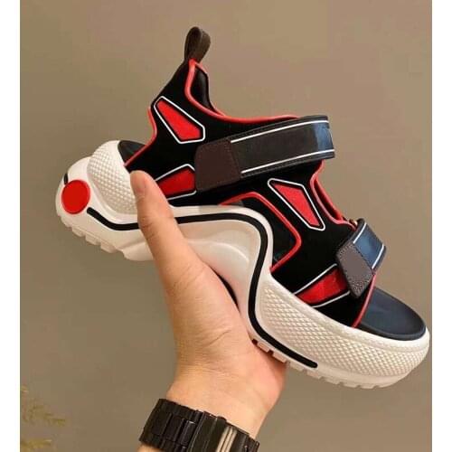 Arch light Women Sandals Summer Beach Shoes Brand Platform Sneakers For Women Trainers Hook & Loop Leather Sport Espadrilles
