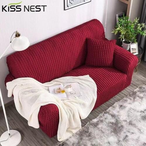 Seersucker Decorative ,Covers For Sofas, Elastic 5%Spandex Case Living Room Furniture Corner Chaise Longue Left 1 2 3 4 Seater