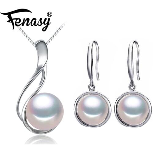 FENASY Pearl Jewelry Brand Flower wedding jewelry sets Natural Pearl pendant Necklace women/stud Earrings,gemstone earrings