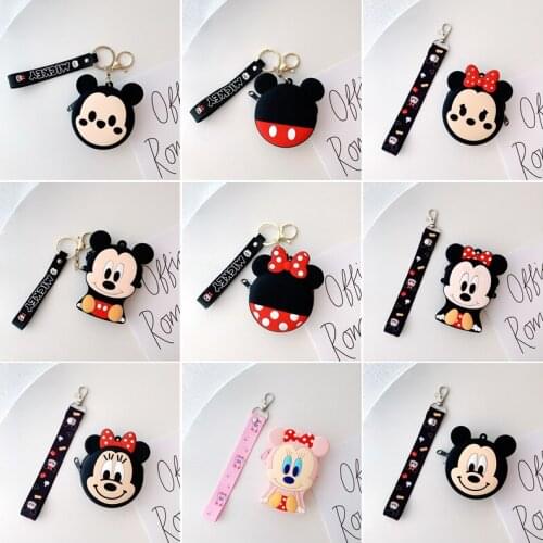 Hot Disney Mickey Minnie Silicone Coin Purse Mini Cute Cartoon Figure Anime Accessories Portable Messenger Bag Kid Birthday Gift