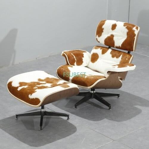 U-BEST Modern Furniture Lounge Chair Replica Pony Skin relex Chair Genuine Leather brown white pony leather