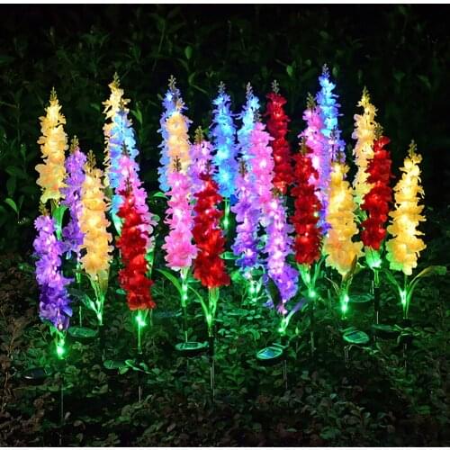 2pcs Outdoor Waterproof LED Solar Light Artificial Violet Flower Garden Stake Light Lawn Patio Pathway Solar Flower Lamp