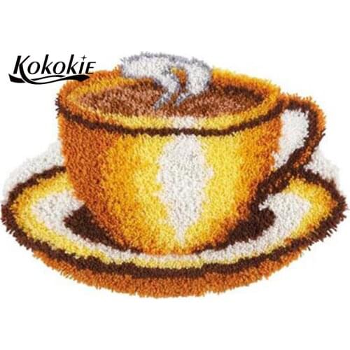 Crocheting diy tapis needle for carpet Foamiran for crafts latch hook kits rug tapestry kits coffee pattern printed cushion mats