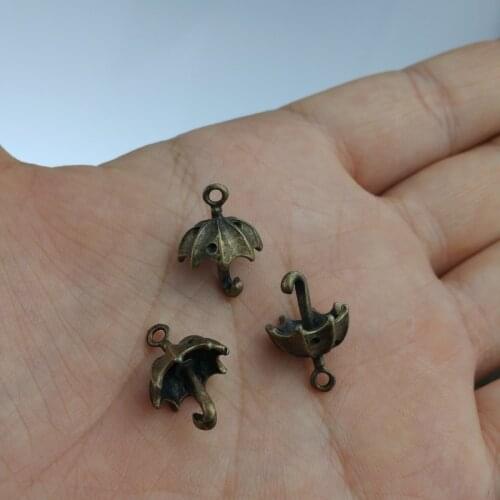 10 pieces / lot 12x20mm Alloy Umbrella jewelry Findings charm pendants Antiqued bronze Fit Bracelet Necklace Earrings