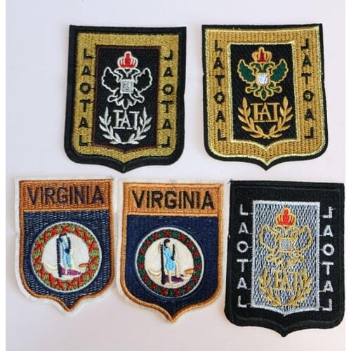 2 Pcs Various shield medals Cartoon icon Embroidered Iron on Patches for Clothing DIY Stripes Clothes Patchwork Custom Badges