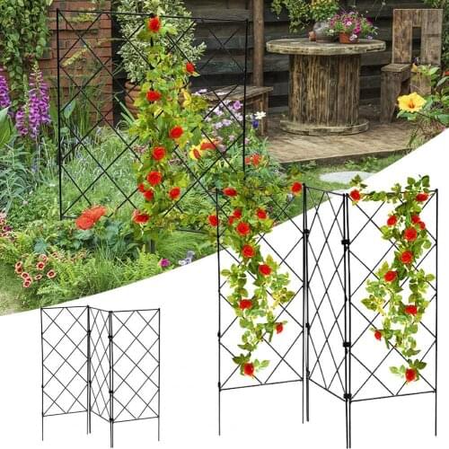 3Pcs Trellises Convenient Easy to Install Iron Foldable Panes Garden Climbing Plant Stands Support Lattices Metal Iron Trellis