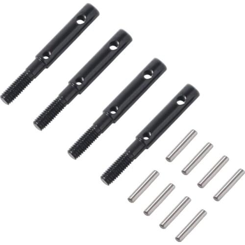 4 Pcs Hard Steel Front Rear Portal Stub Axle Drive Gear Shaft for Axial Capra Currie F9 Axle SCX10 III AR45 Axle